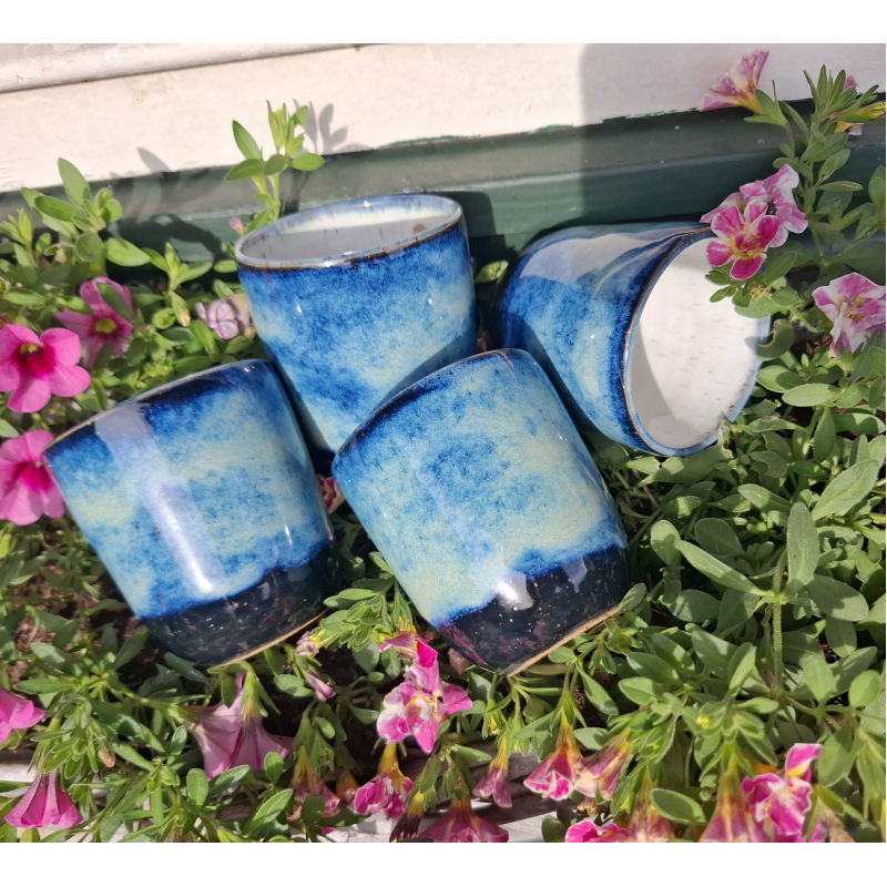 Set van 4 kopjes zwart blauw